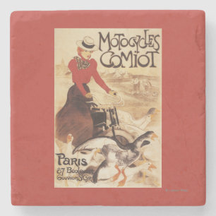 Comiot Motocycles Woman and Geese Promo Poster Stone Coaster