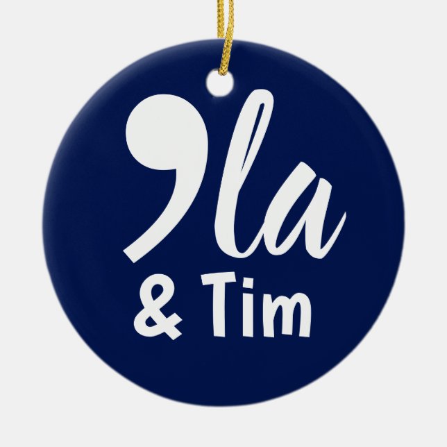 Comma Kamala and Tim 2024 Ceramic Tree Decoration (Front)