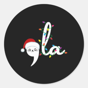 Comma La 2024 Funny Christmas Cat Lady Cat Xmas Classic Round Sticker