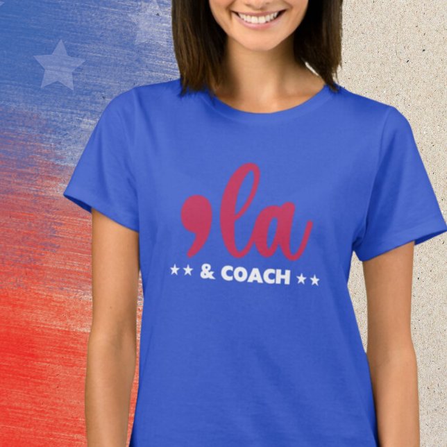 Comma la & Coach-Kamala Harris Blue T-Shirt (Creator Uploaded)