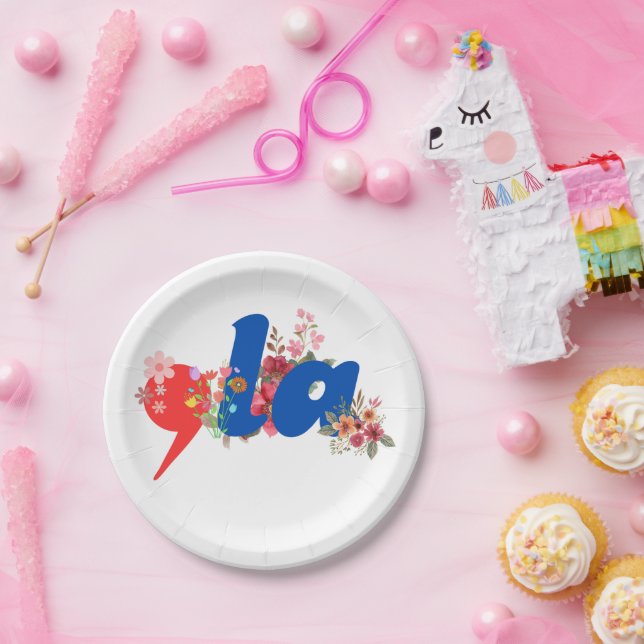 Comma la Flowers Paper Plate (Party)