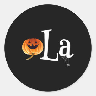 Comma La Funny Kamala Harris Halloween Pumpkin Men Classic Round Sticker