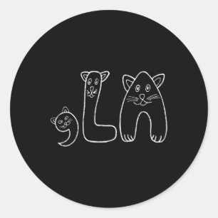 Comma La Funny Kamala Retro Cat Classic Round Sticker