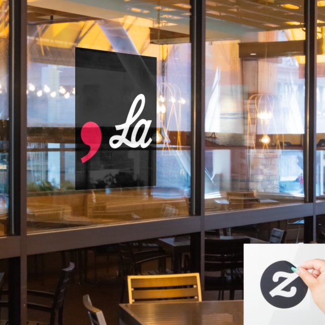 Comma La Funny Punctuation Kamala Harris Window Cling (Restaurant Window)