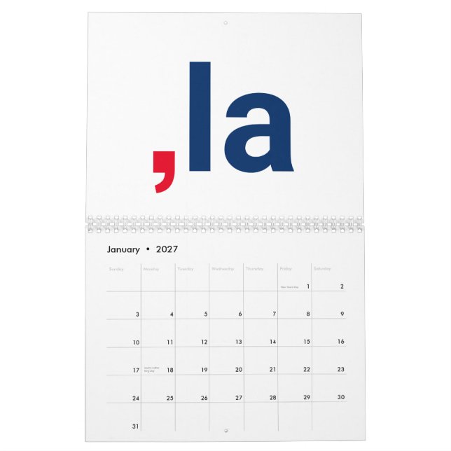 Comma La kamala funny pronunciation patriotic Calendar (Jan 2027)