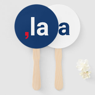 Comma La kamala funny pronunciation red white blue Hand Fan