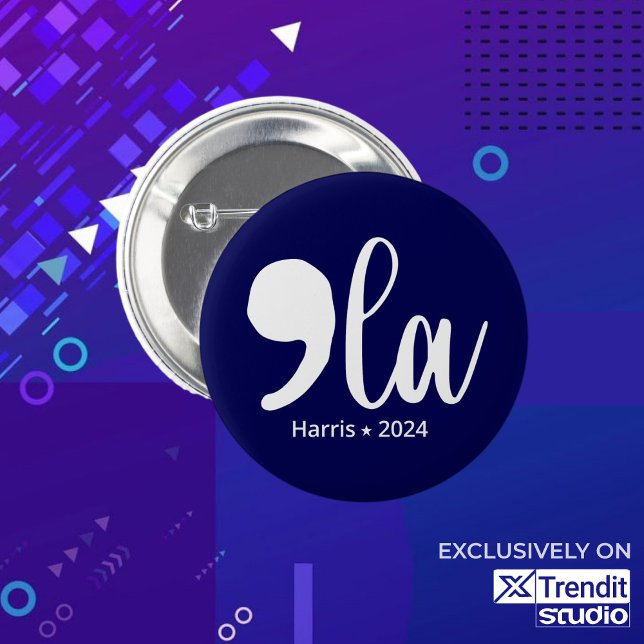 comma la kamala harris 2024 6 cm round badge (kamala harris, kamala, madame president, harris 2024, kamala harris 2024, kamala 2024, kamala for th)