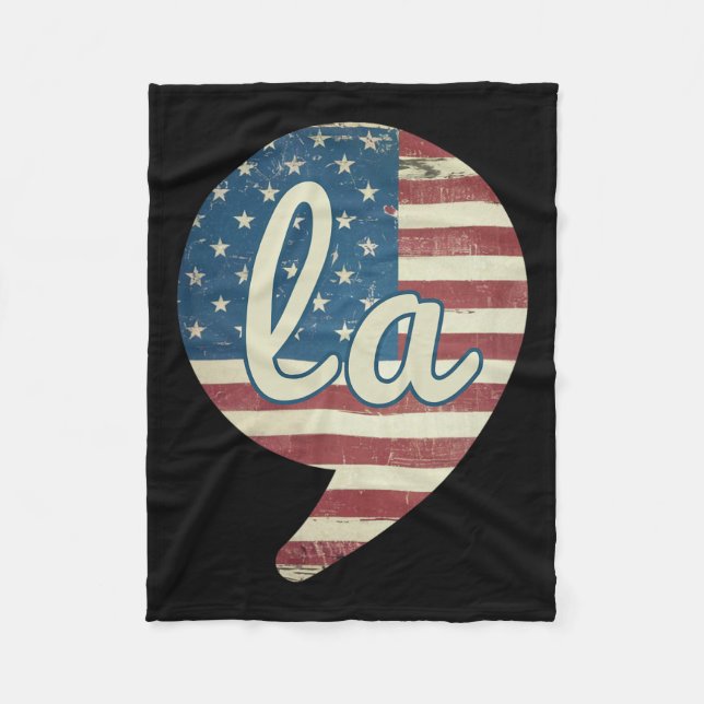 Comma La Kamala Harris American Flag Comma + La  Fleece Blanket (Front)