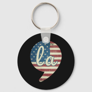 Comma La Kamala Harris American Flag Comma + La  Key Ring