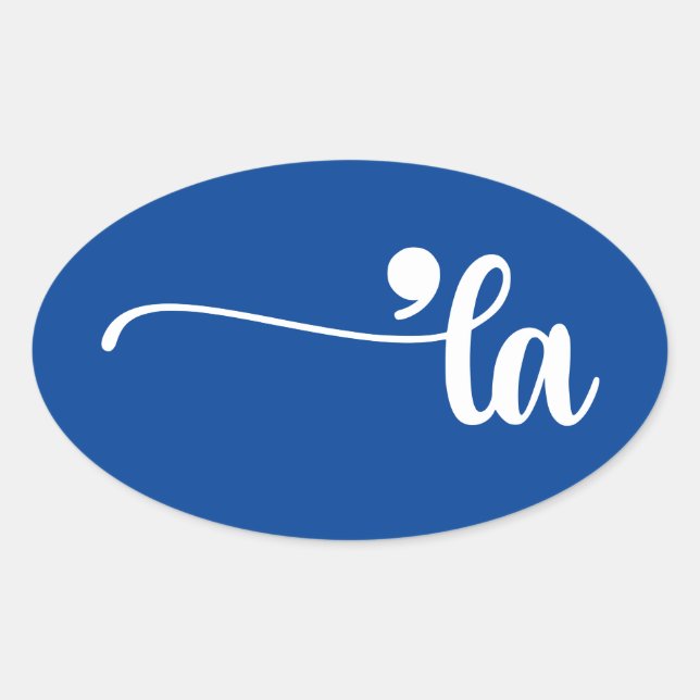 Comma La | Kamala Harris Blue Oval Sticker (Front)