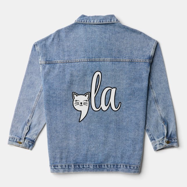 Comma La Kamala Harris - cat mum for Kamala  Denim Jacket (Back)