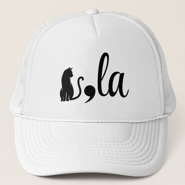 Comma La Kamala Harris - cat mum for Kamala  Trucker Hat (Front)