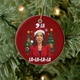 Comma La Kamala Harris Christmas Ceramic Tree Decoration