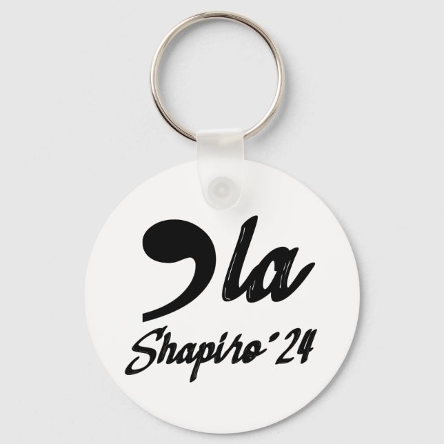 Comma-La Kamala Harris Shapiro 2024 Cursive Key Ring (Front)
