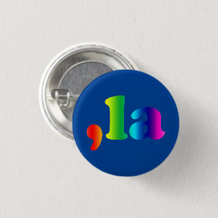 Comma La kamala typography gradient rainbow blue 3 Cm Round Badge