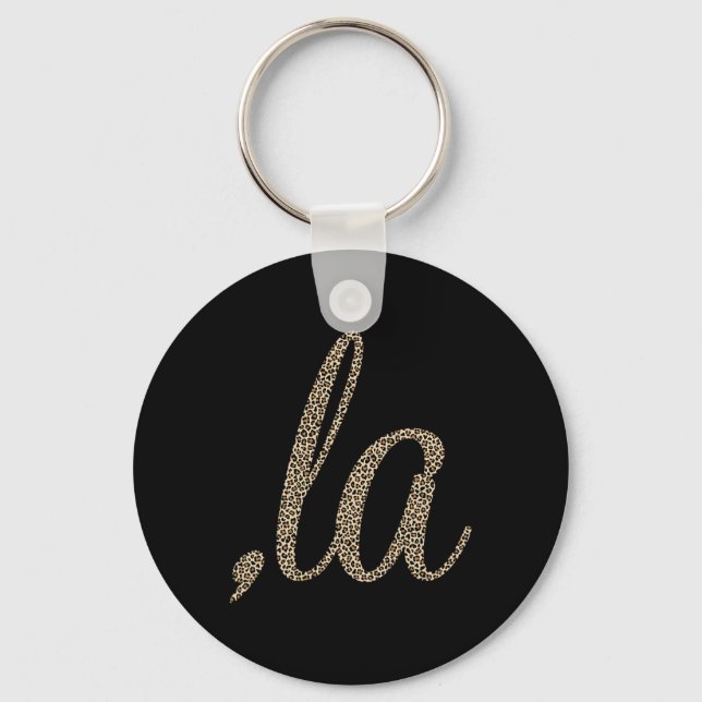 Comma La Leopard Print Funny  Key Ring (Front)
