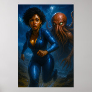 Commander Gail Kween vs Grotesque Octopus   Anime  Poster