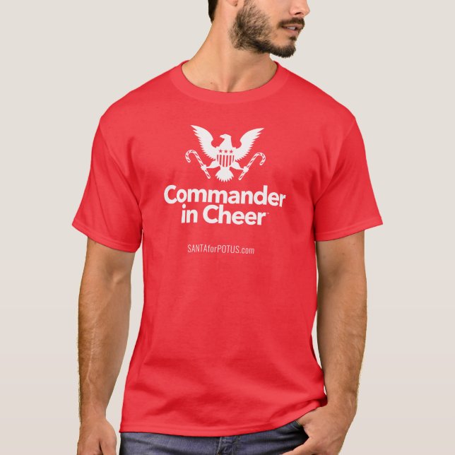 "Commander in Cheer" men's standard tee (Front)