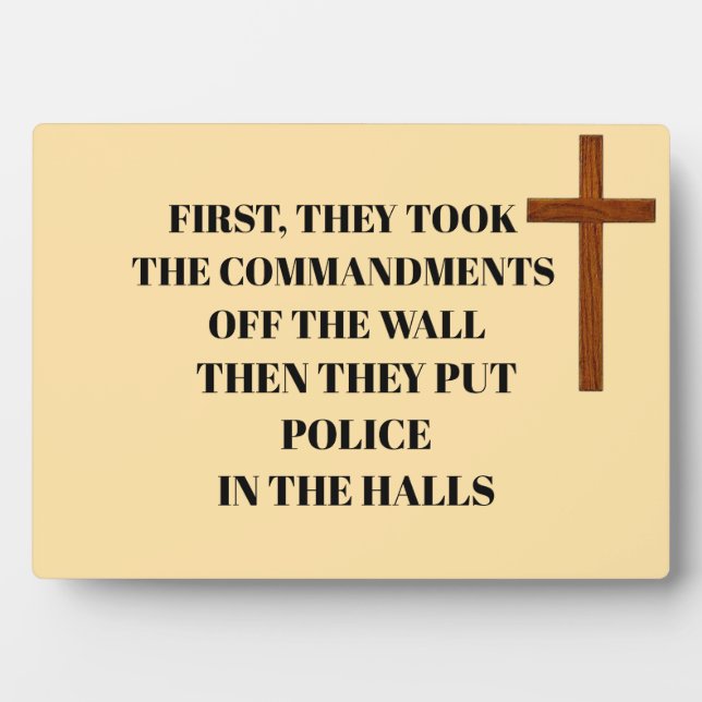 COMMANDMENTS REMOVED FROM SCHOOL  PLAQUE (Front)