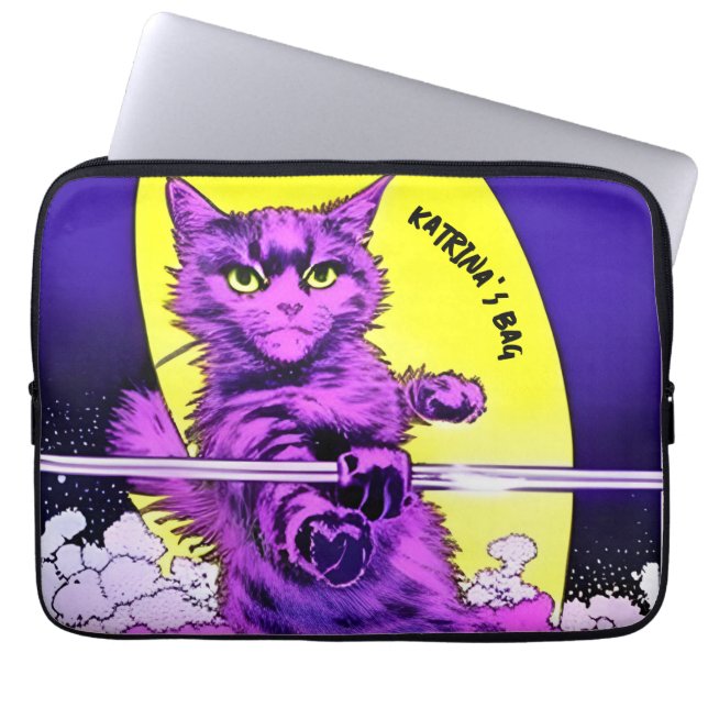 Commando Cat. Editable Laptop Sleeve (Front)