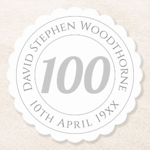 Commemorative 100th Birthday Celebration Paper Coaster