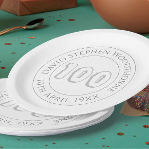 Commemorative 100th Birthday Celebration Paper Pla Plate