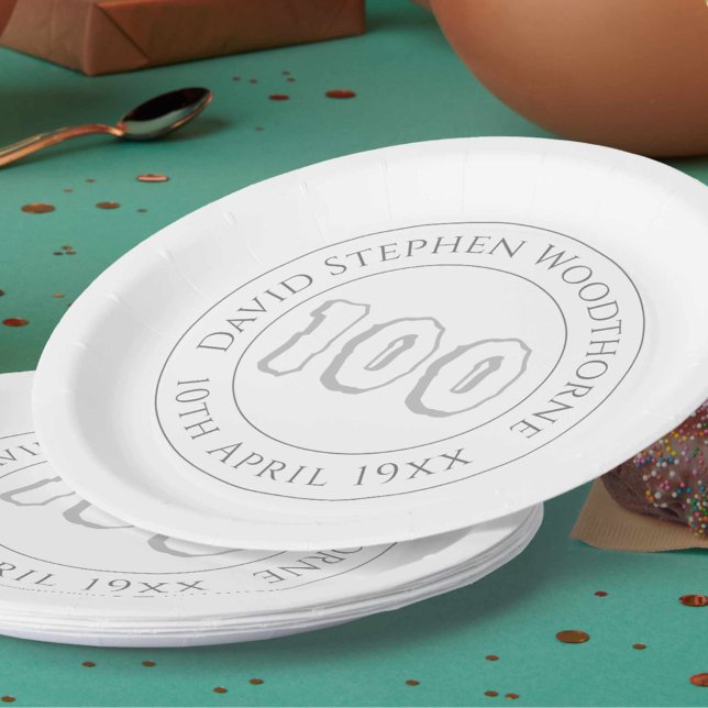 Commemorative 100th Birthday Celebration Paper Pla Plate (Creator Uploaded)