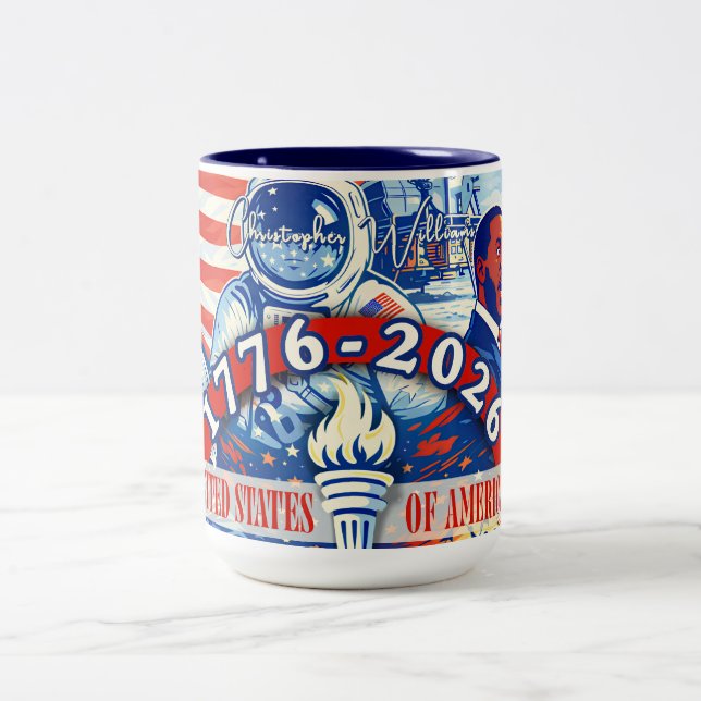 Commemorative 1776-2026 USA Personalised Two-Tone Coffee Mug (Center)