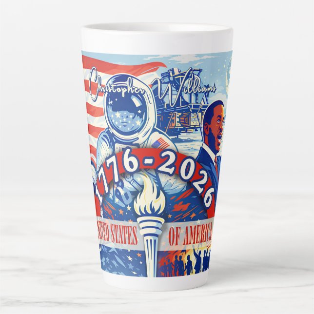 Commemorative 1776-2026 USA Personalized Latte Mug (Front)