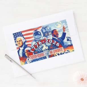 Commemorative 1776-2026 USA Semiquincentennial  Rectangular Sticker