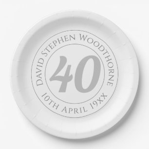 Commemorative 40th Birthday Celebration Paper Plate