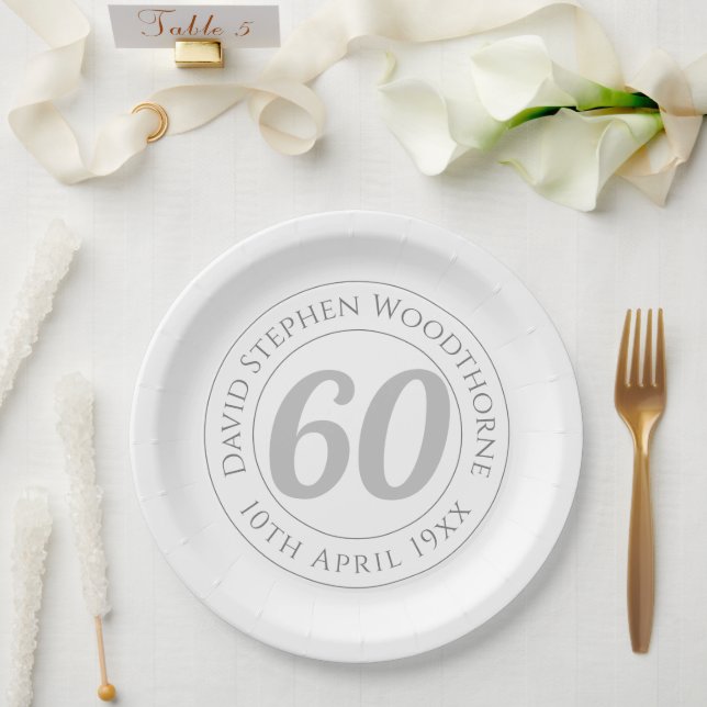 Commemorative 60th Birthday Celebration Paper Plate (Wedding)