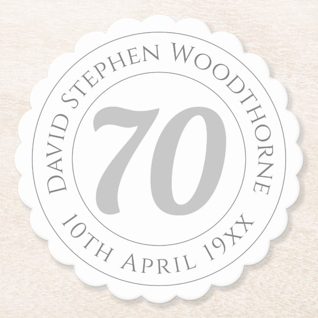 Commemorative 70th Birthday Celebration Paper Coaster (Front)