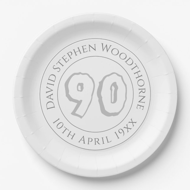 Commemorative 90th Birthday Celebration Paper Plat Paper Plate (Front)