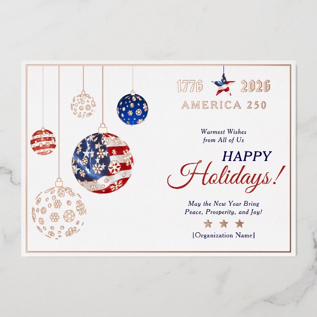 Commemorative America 250 Patriotic Keepsake Foil Holiday Card (Front)