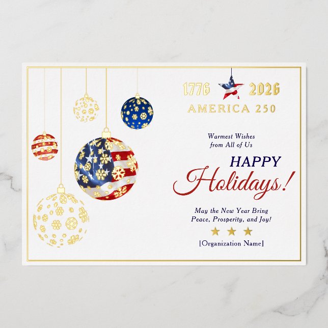 Commemorative America 250 Patriotic Red Keepsake Foil Holiday Card (Front)