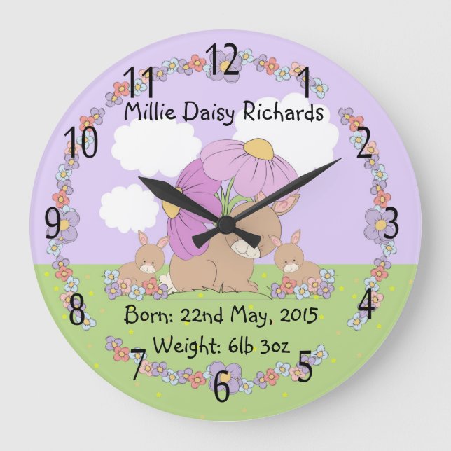 commemorative baby Round (Large) Wall Clock (Front)