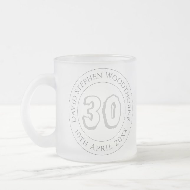 Commemorative Birthday Celebration Personalised Fr Frosted Glass Coffee Mug (Left)