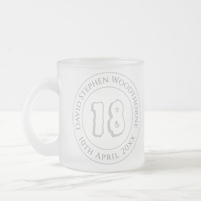 Commemorative Birthday Celebration Personalised Frosted Glass Coffee Mug (Left)