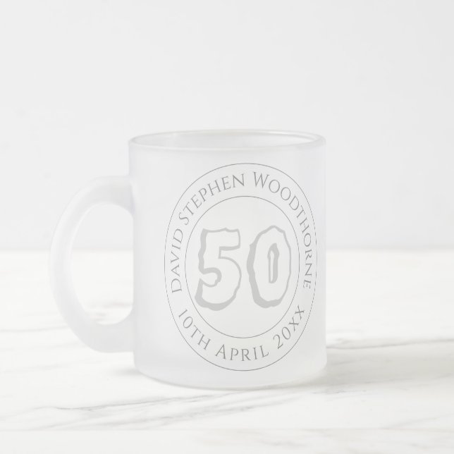 Commemorative Birthday Celebration Personalised Frosted Glass Coffee Mug (Left)