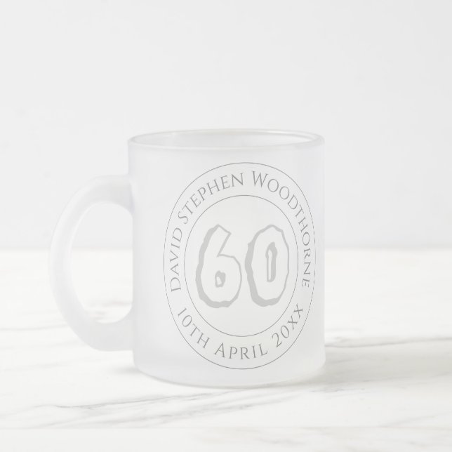 Commemorative Birthday Celebration Personalised Frosted Glass Coffee Mug (Left)