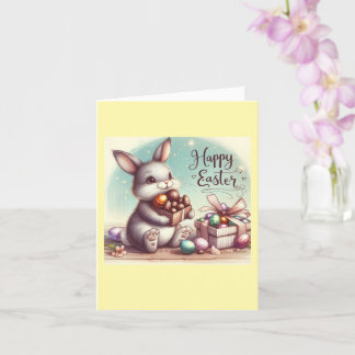 Commemorative Card Easter Leaf Rabbit