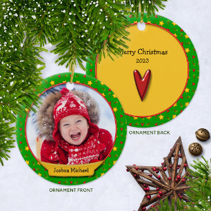 Commemorative Christmas Memories • Hearts & Star Ceramic Tree Decoration