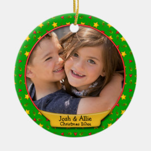 Commemorative Christmas Memories • Hearts & Stars Ceramic Tree Decoration