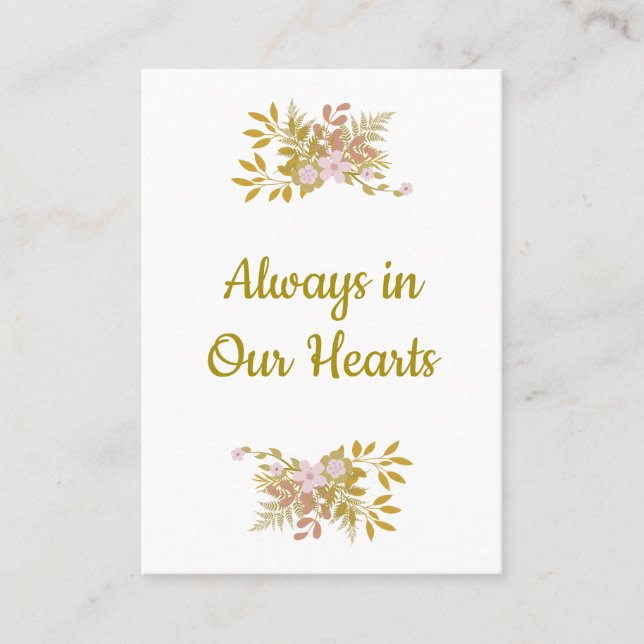 Commemorative Dear Ones Floral in Pink / Gold Business Card (Front)