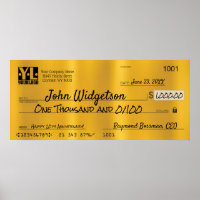 Commemorative giant charity bonus faux gold check 