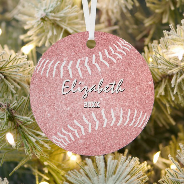commemorative girly pink softball metal tree decoration (Insitu)