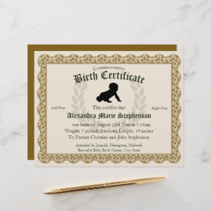 Commemorative Keepsake Footprint Birth Certificate