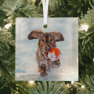 Commemorative Keepsake Pet Photo  Glass Tree Decoration