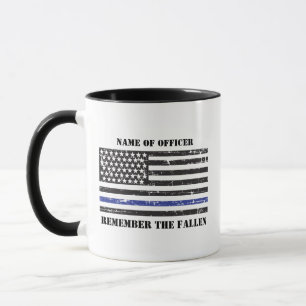 Commemorative, Personalised Thin Blue Line Police Mug